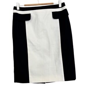 CARLISLE Navy White Color Block Pencil Skirt Business Casual‎ Office Sheath